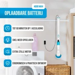 Strex Elektrische Schoonmaakborstel - Draadloze Schrobborstel - Schrobber - 3 Opzetstukken - Telescoopsteel - Poetsmachine Met Krachtige Accu -HG Winkel 1200x1200 2124