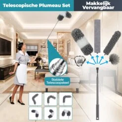 NovaBeau Plumeau Met Telescoopsteel – Microvezel Ragebol Uitschuifbaar - 9-delig Duster Set Met Voegenborstel – RVS Stoffer – Grijs Chenille Borstel – Wasbaar En Draaibaar -HG Winkel 1200x1200 2184