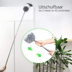 Vannons - Plumeau - Ragebol - Plumeau Uitschuifbaar Tot 245 Cm - Met Telescoopsteel - Wasbaar Microvezel - Grijs Wit -HG Winkel 1200x1200 2190