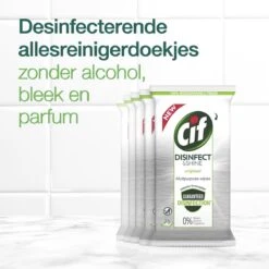 Cif Disinfect & Shine Wipes Doden 99,99% Van De Bacteriën Original Desinfecterende Schoonmaakdoekjes, Van 100% Biologisch Afbreekbaar Textiel 5 X 75 Doekjes -HG Winkel 1200x1200 2556