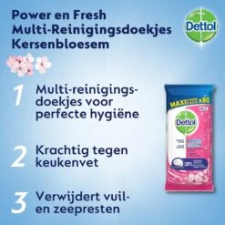 Dettol - Schoonmaakdoekjes - Power & Fresh - Kersenbloesem - 80 Stuks X8 -HG Winkel 1200x1200 2614