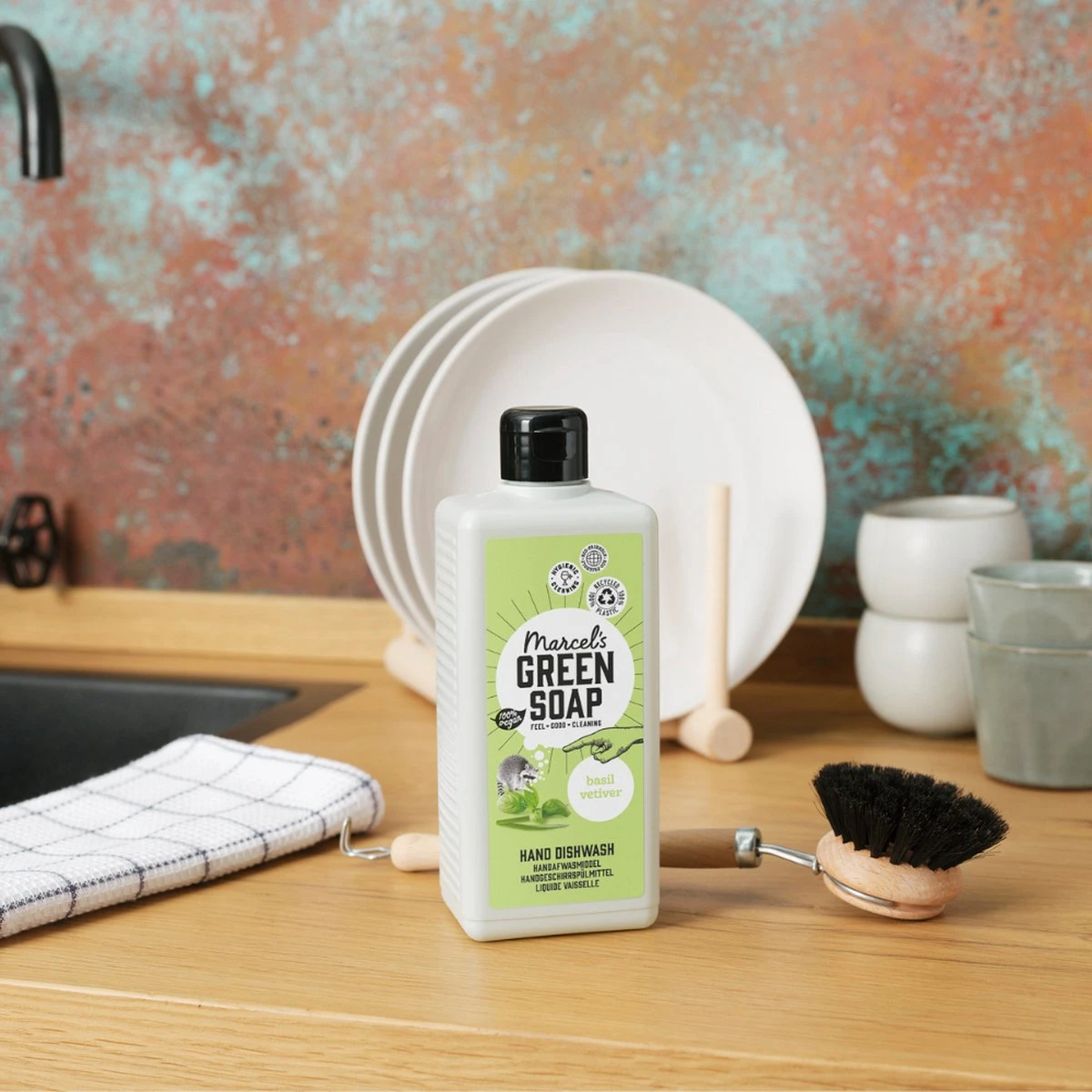 Marcel's Green Soap Afwasmiddel Basilicum & Vertivert Gras - 6 X 500 Ml 3 Marcel's Green Soap Afwasmiddel Basilicum & Vertivert Gras - 6 X 500 Ml - Afbeelding 3