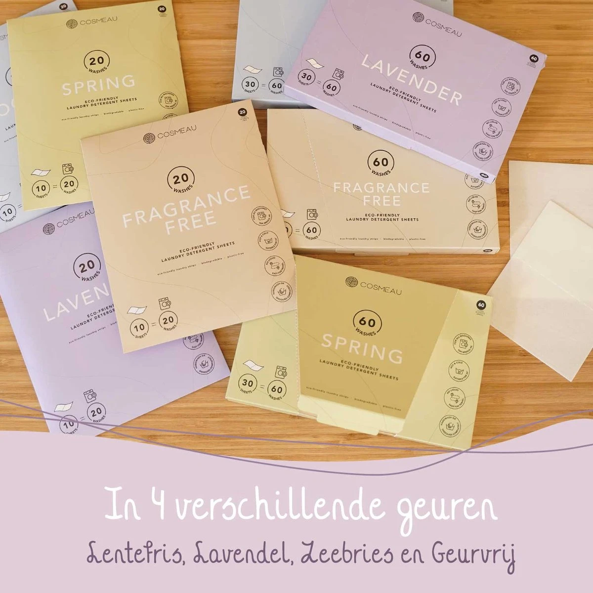 Cosmeau Wasstrips 60 Wasbeurten Lavendel Wasmiddel Wasvellen Wasdoekjes Detergent Sheets Eco Laundry Strips - Biologisch Cosmo Cosmea Kosmo 14 Cosmeau Wasstrips 60 Wasbeurten Lavendel Wasmiddel Wasvellen Wasdoekjes Detergent Sheets Eco Laundry Strips - Biologisch Cosmo Cosmea Kosmo - Afbeelding 14