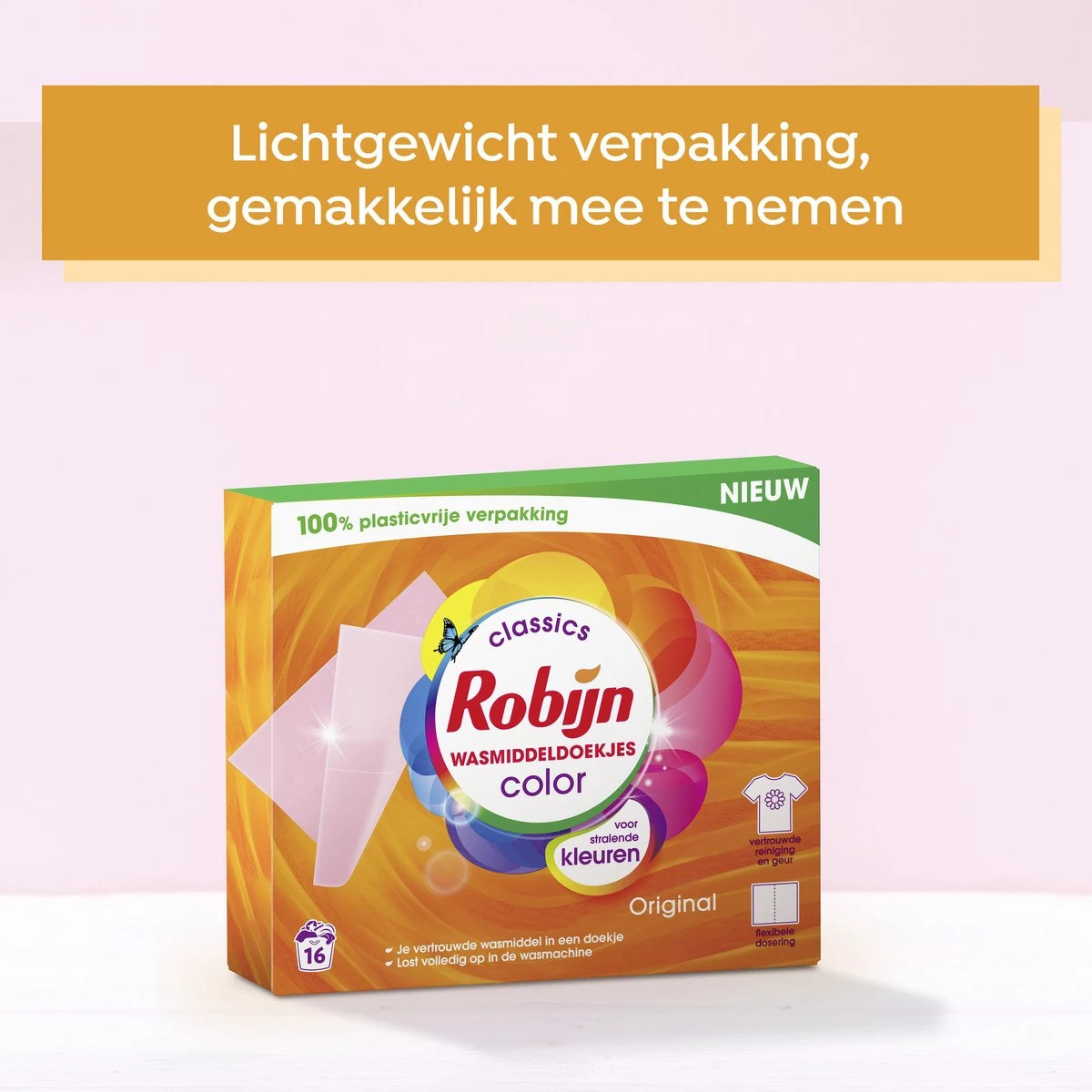 Robijn Classics Color Wasmiddeldoekjes 16 Wasstrips 4 Robijn Classics Color Wasmiddeldoekjes 16 Wasstrips - Afbeelding 4