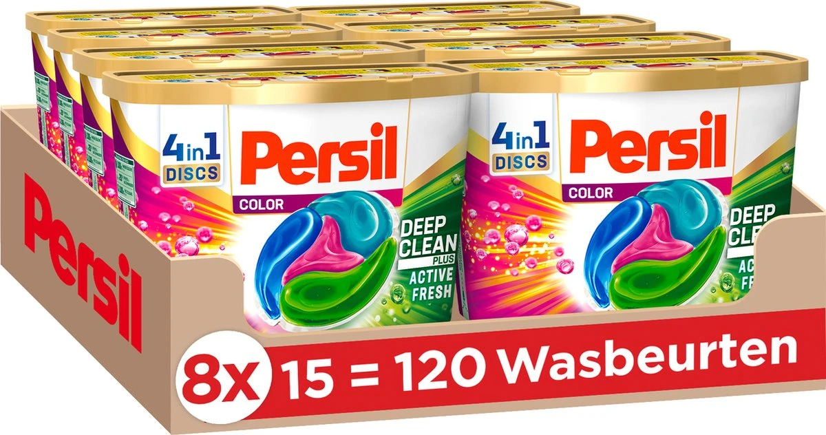 Persil® Persil 4in1 Discs Color Wascapsules - Wasmiddel Capsules - Voordeelverpakking - 8 X 15 Wasbeurten 1 Persil® Persil 4in1 Discs Color Wascapsules - Wasmiddel Capsules - Voordeelverpakking - 8 X 15 Wasbeurten
