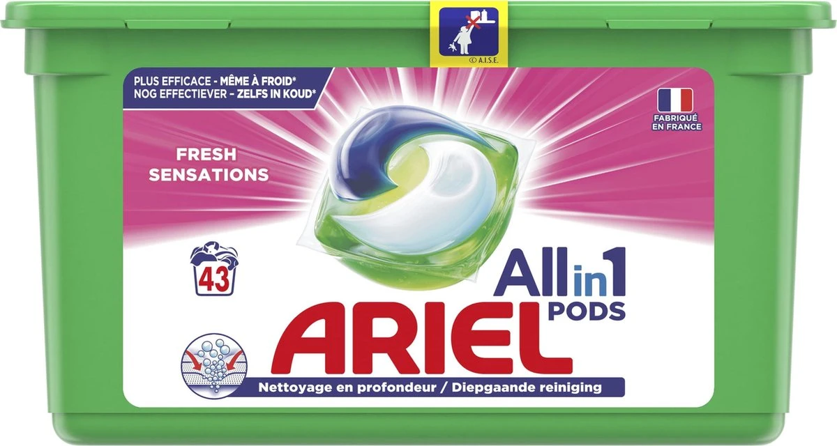Ariel All In 1 Wasmiddel Pods Fresh Sensations - 3x43 Wasbeurten - Halfjaarbox 9 Ariel All In 1 Wasmiddel Pods Fresh Sensations - 3x43 Wasbeurten - Halfjaarbox - Afbeelding 9