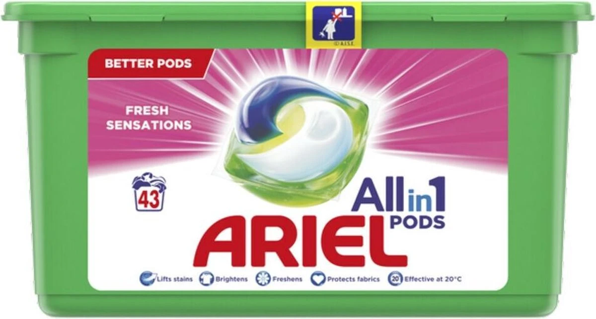 Ariel All In 1 Wasmiddel Pods Fresh Sensations - 3x43 Wasbeurten - Halfjaarbox 1 Ariel All In 1 Wasmiddel Pods Fresh Sensations - 3x43 Wasbeurten - Halfjaarbox