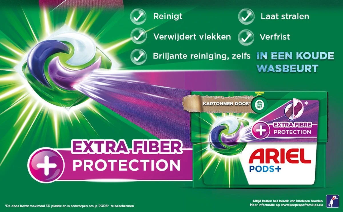 Ariel Wasmiddel Pods + Extra Vezelbescherming - Kleur - 28 Wasbeurten 8 Ariel Wasmiddel Pods + Extra Vezelbescherming - Kleur - 28 Wasbeurten - Afbeelding 8