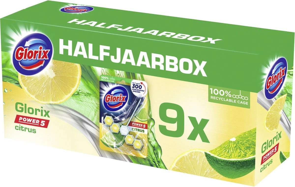 Glorix Power 5 Toiletblokken - Citroen - 9 Stuks - Voordeelverpakking 7 Glorix Power 5 Toiletblokken - Citroen - 9 Stuks - Voordeelverpakking - Afbeelding 7