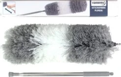 Vannons - Plumeau - Ragebol - Plumeau Uitschuifbaar Tot 245 Cm - Met Telescoopsteel - Wasbaar Microvezel - Grijs Wit -HG Winkel 1200x769 3