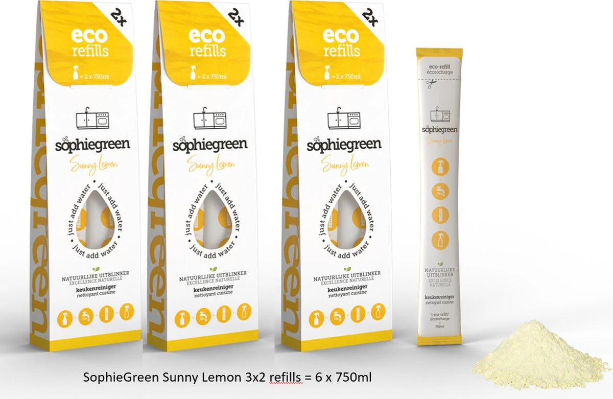 SophieGreen Sunny Lemon Keukenreiniger 3x2navullingen (=6x750ml) 1 SophieGreen Sunny Lemon Keukenreiniger 3x2navullingen (=6x750ml)
