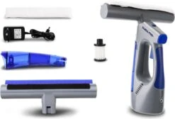 Swiss Pro+ Ruitenreiniger 3 In 1 WV 2 Blue Edition Window Vac - Ca. 120 M² - Waterzuiger - Incl. Smalle Zuigmond - Oplaadbaar - Raamwisser - Streeploos - Clicksystem - 2 Microvezeldoekjes - Met Sprayfunctie - Low Noise - Hepafilter