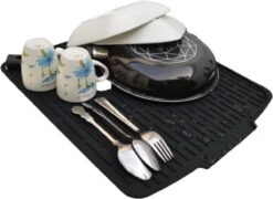 HOMYHON Afdruipmat -Afdruipmat Siliconen -Pannenonderzetter- Antislip -Hittebestendig - Aanrecht Mat -Siliconen Mat - 40 X 46 Cm - Zwart -HG Winkel 1200x876 1