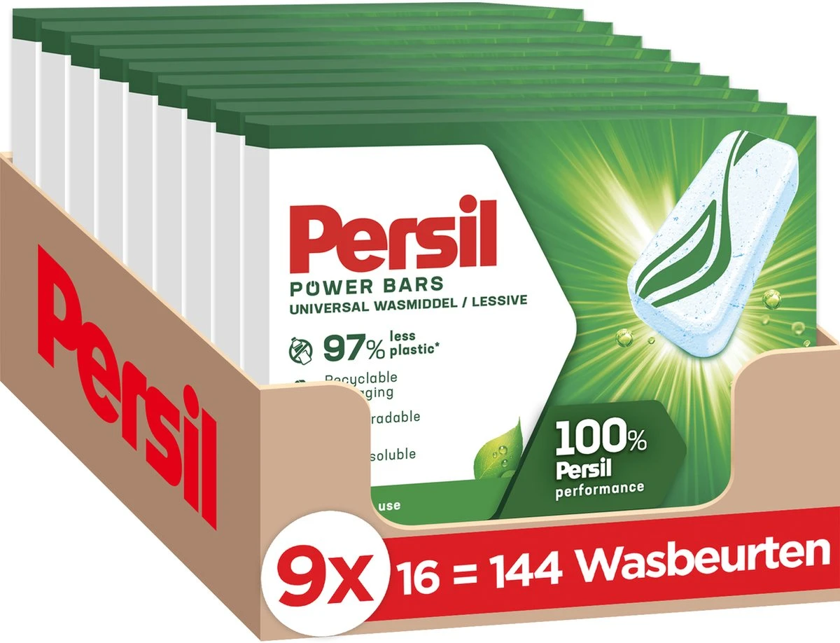 Persil® Persil Power Bars Universal Wasmiddel - Voordeelverpakking - 9 X 16 Wasbeurten 1 Persil® Persil Power Bars Universal Wasmiddel - Voordeelverpakking - 9 X 16 Wasbeurten
