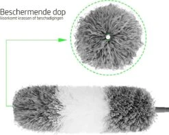 Vannons - Plumeau - Ragebol - Plumeau Uitschuifbaar Tot 245 Cm - Met Telescoopsteel - Wasbaar Microvezel - Grijs Wit -HG Winkel 1200x958