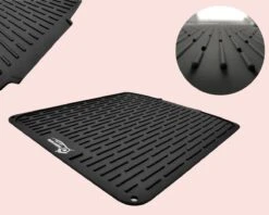 HOMYHON Afdruipmat -Afdruipmat Siliconen -Pannenonderzetter- Antislip -Hittebestendig - Aanrecht Mat -Siliconen Mat - 40 X 46 Cm - Zwart -HG Winkel 1200x960 1