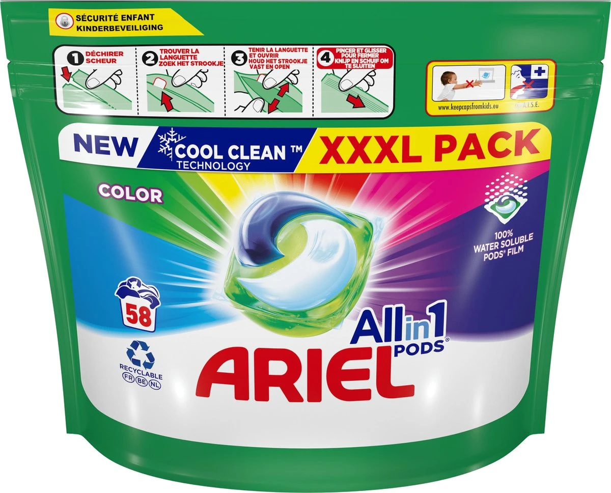Ariel All-in-1 PODS Wasmiddelcapsules Kleur - 58 Wasbeurten 1 Ariel All-in-1 PODS Wasmiddelcapsules Kleur - 58 Wasbeurten