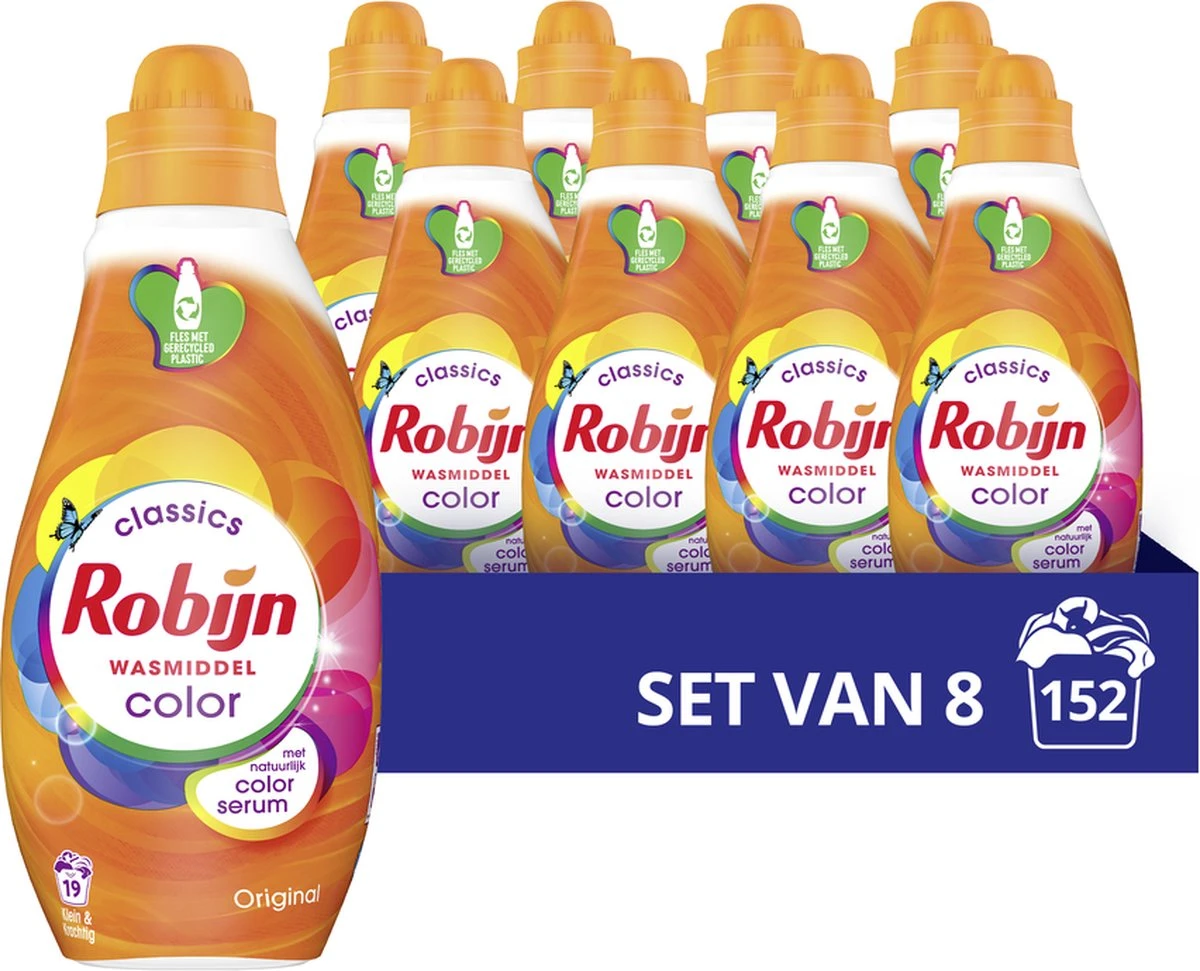 Robijn Klein & Krachtig Color Vloeibaar Wasmiddel - 152 Wasbeurten - Voordeelverpakking 1 Robijn Klein & Krachtig Color Vloeibaar Wasmiddel - 152 Wasbeurten - Voordeelverpakking