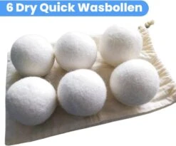 DRYQUICK Drogerballen- Wasbollen- Duurzaam Schapenwol - Herbruikbaar- 6 XL Wasballen Wit -HG Winkel 1200x997 1