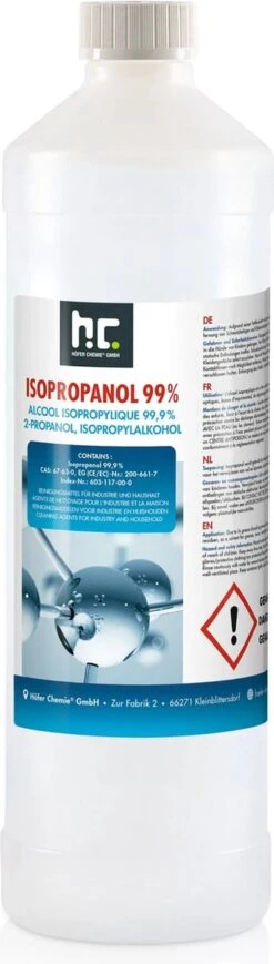 Isopropyl Alcohol - Isopropanol - IPA - Isopropyl - 99,9% Zuiver - 1000ml - Inclusief Trechter -HG Winkel 341x1200 1