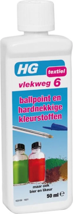 HG Vlekweg 6 - 50ml- Voor O.a. Vlekken Van Ballpoint & Hardnekkige Kleurstoffen 11 HG Vlekweg 6 - 50ml- Voor O.a. Vlekken Van Ballpoint & Hardnekkige Kleurstoffen -HG Winkel 411x1200