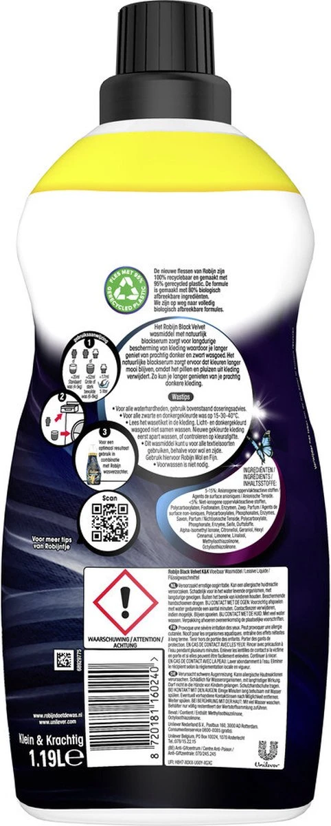 4x Robijn Klein & Krachtig Wasmiddel Black Velvet 1,19 Liter 6 4x Robijn Klein & Krachtig Wasmiddel Black Velvet 1,19 Liter - Afbeelding 6