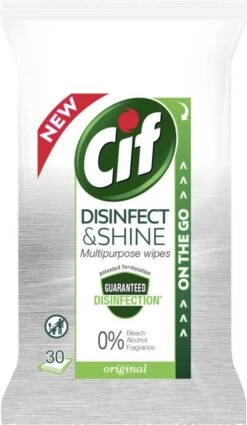 Cif Disinfect & Shine Wipes Original Desinfectie Schoonmaakdoekjes - 12 X 30 Doekjes - Voordeelverpakking -HG Winkel 697x1200 1