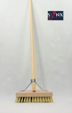 Synx Tools Luiwagen Fiber 22cm - Schrobber - Vloerschrobber - Schoonmaakbezem - Schrobborstels - Incl. Steel 150 Cm