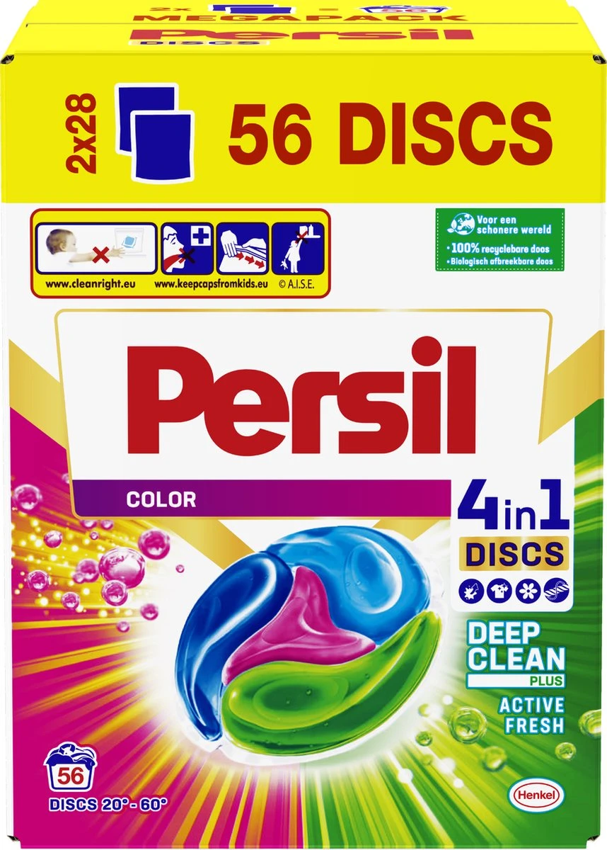 Persil® Persil 4in1 Discs Color Wascapsules - Wasmiddel Capsules - Voordeelverpakking - 2x28 Wasbeurten 4 Persil® Persil 4in1 Discs Color Wascapsules - Wasmiddel Capsules - Voordeelverpakking - 2x28 Wasbeurten - Afbeelding 4