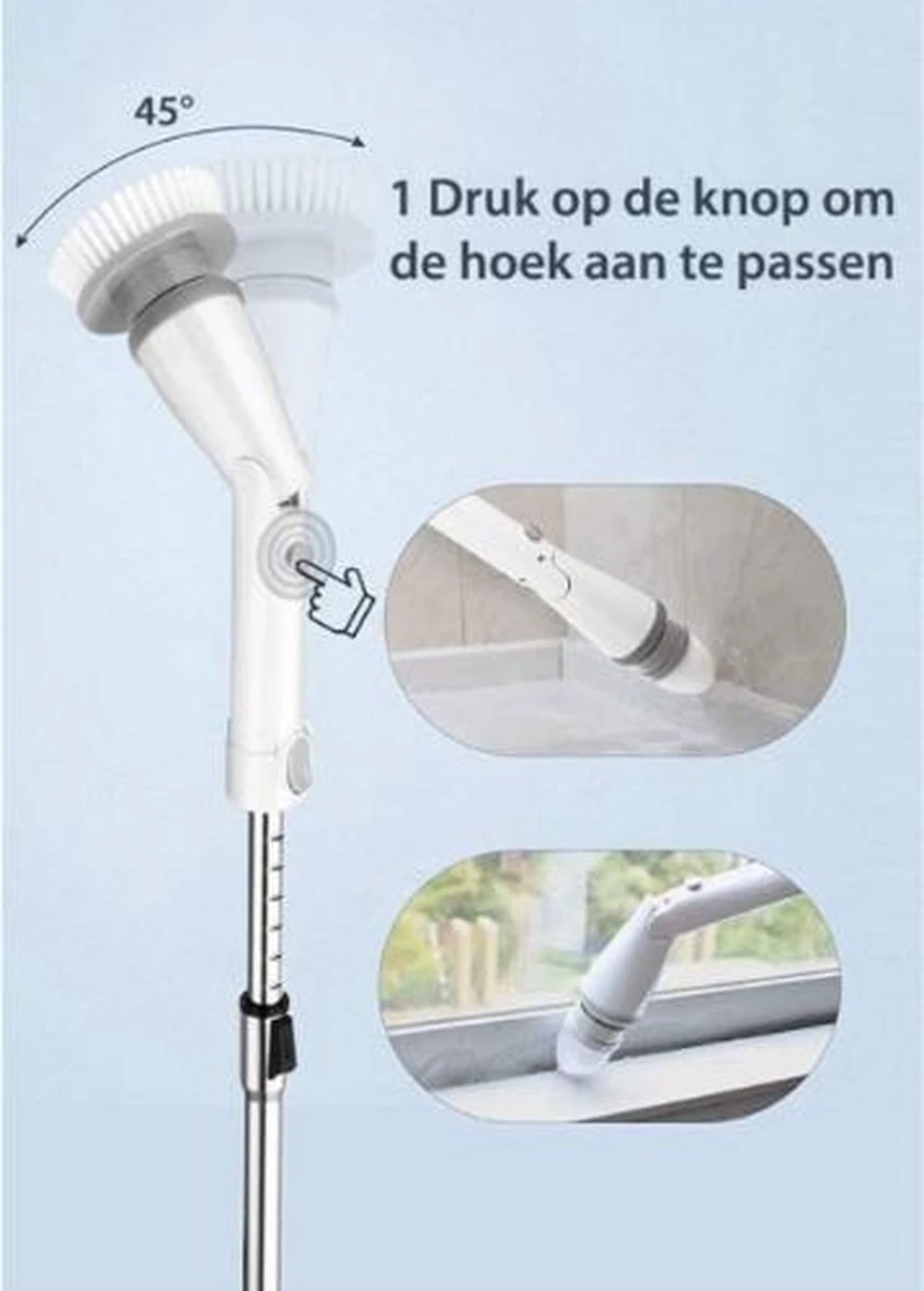 Elektrische Scrubber - Veelzijdige Schrobborstel - Elektrische Schoonmaakborstel - Binnen En Buiten Schoonmaken 3 Elektrische Scrubber - Veelzijdige Schrobborstel - Elektrische Schoonmaakborstel - Binnen En Buiten Schoonmaken - Afbeelding 3