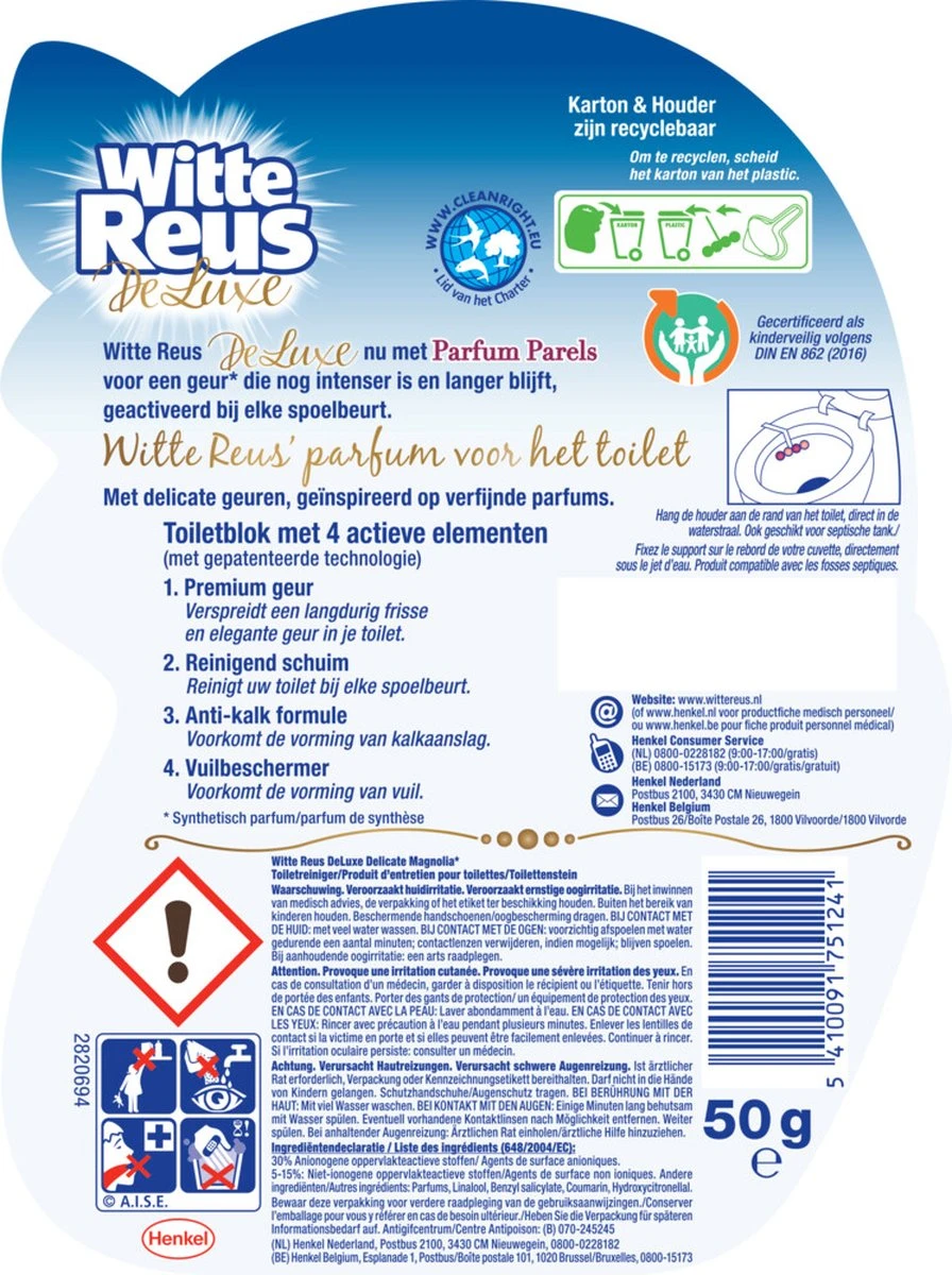Witte Reus DeLuxe Toiletblok - Delicate Magnolia - WC Blokjes Voordeelverpakking - 10 Stuks 2 Witte Reus DeLuxe Toiletblok - Delicate Magnolia - WC Blokjes Voordeelverpakking - 10 Stuks - Afbeelding 2