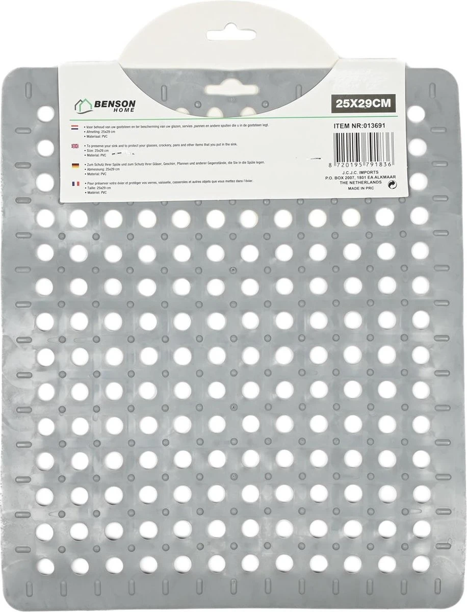 Merkloos Gootsteenmat PVC Vierkant Grijs 28 Cm 3 Merkloos Gootsteenmat PVC Vierkant Grijs 28 Cm - Afbeelding 3