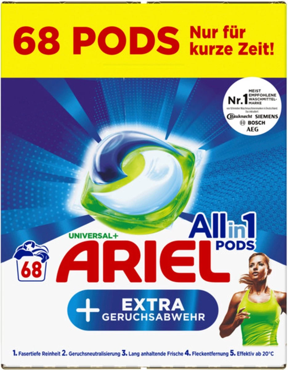 Ariel All In 1 Wasmiddel Pods Universal + Vlekverwijderaar - Wascapsules - Voordeelverpakking - 2 X 68 = 136 Wasbeurten 1 Ariel All In 1 Wasmiddel Pods Universal + Vlekverwijderaar - Wascapsules - Voordeelverpakking - 2 X 68 = 136 Wasbeurten